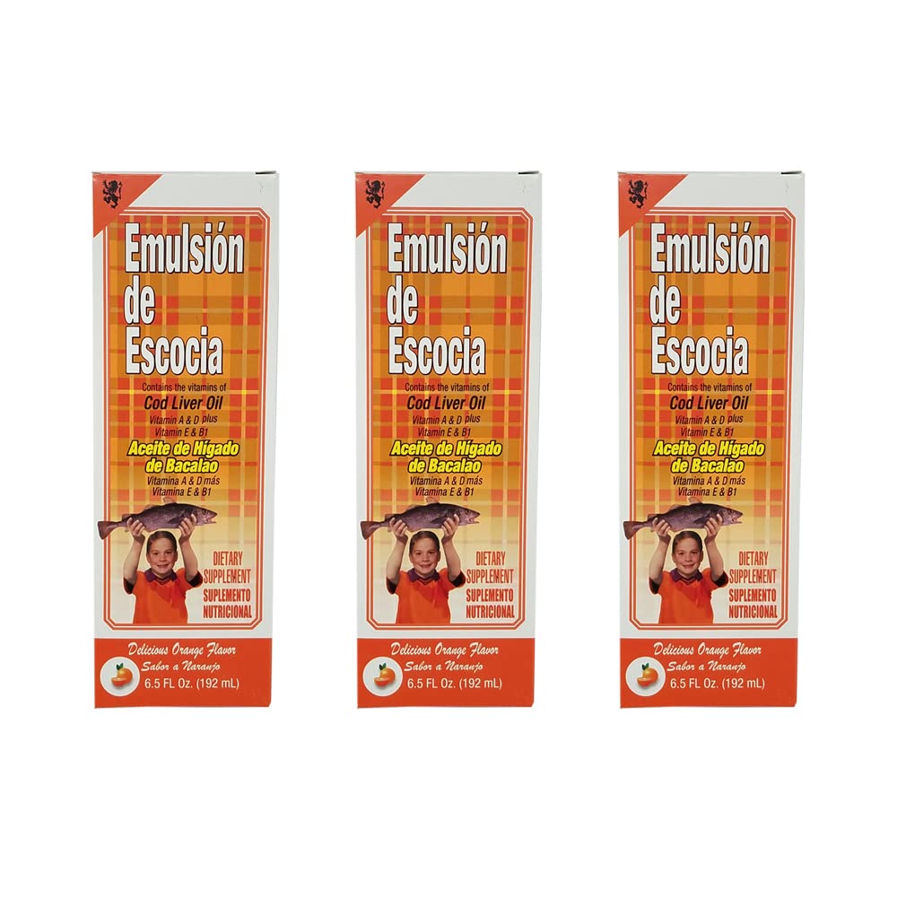 Emulsi de Lupcia. Cod Liver Oil Dietary Supplemen. Rich di Vitamin A, D, E dan B1 Orange Flavored. 6,5 Fl.Oz / 192 mL. Kemas 3