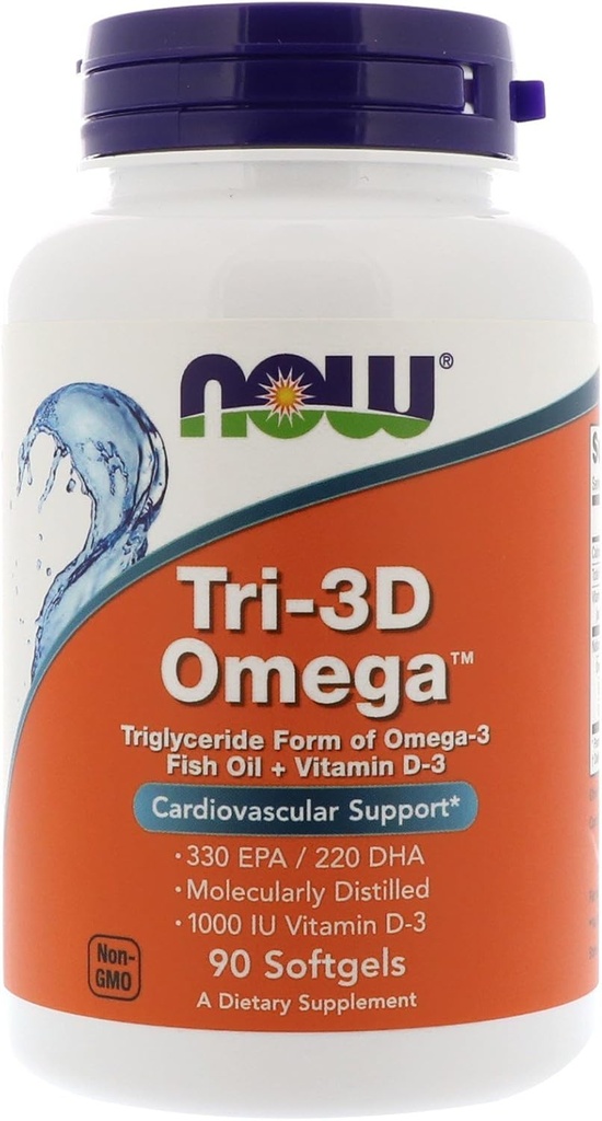 Sekarang Foods Now Foods, (3 Pack) Tri- 3D Omega, 330 EPA / 220 DHA, 90 Softgels