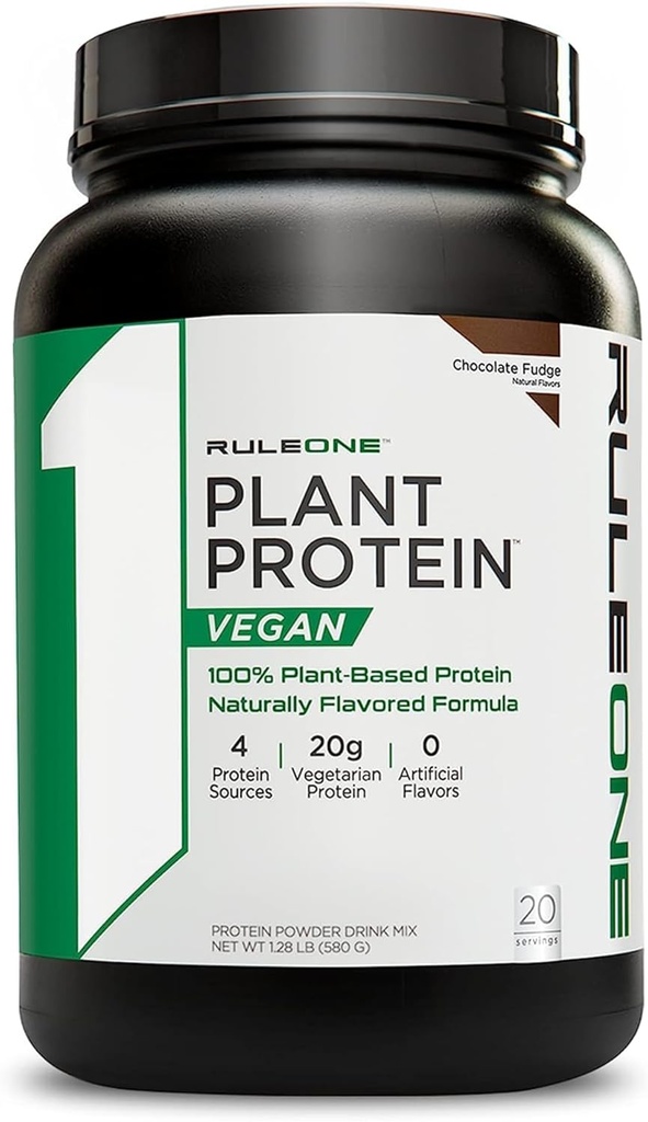 Peraturan 1 R1 Tanaman Protein, Chocolate Fudge - 1.28 Ibs Powder - 20g Vegan Protein + Amino Acids - 20 Hamba