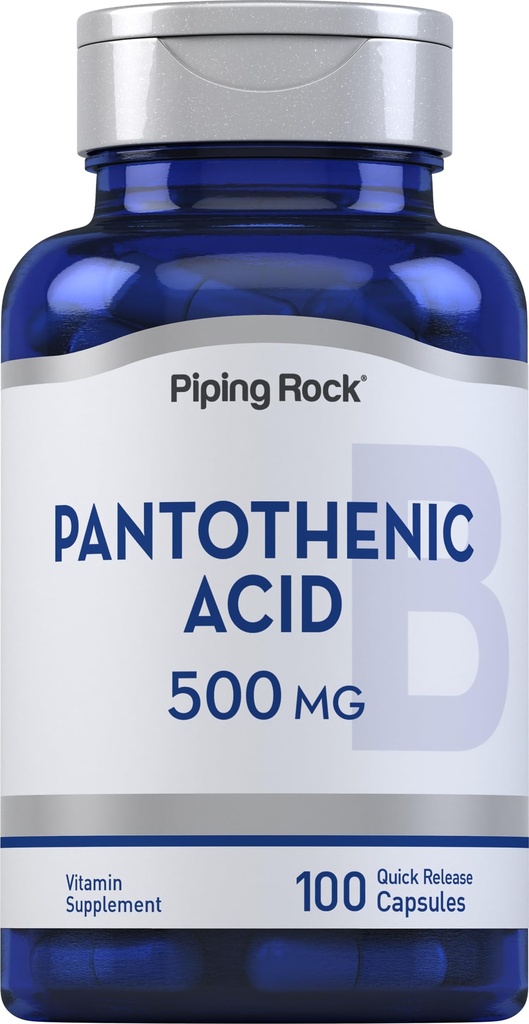 Piping Rock Panthenic Acid 500mg 124; 100 Capsules 124; sebagai Calcium d-Panthenate Athenate 12.4; Non-GMO, Gluten Free Suplemen