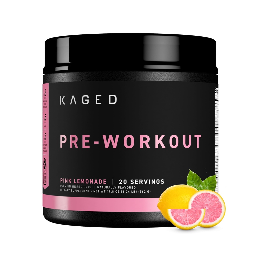 Kaged Original Pra Workout Powder 124; Pink Lemonade 124; Pre-Workout dengan Creatine, Beta Alanine, L-Citrulline, BCAAs 124; 274 mg Organic Caffeine 124; Pra Support untuk Pria & Women 124; 20
