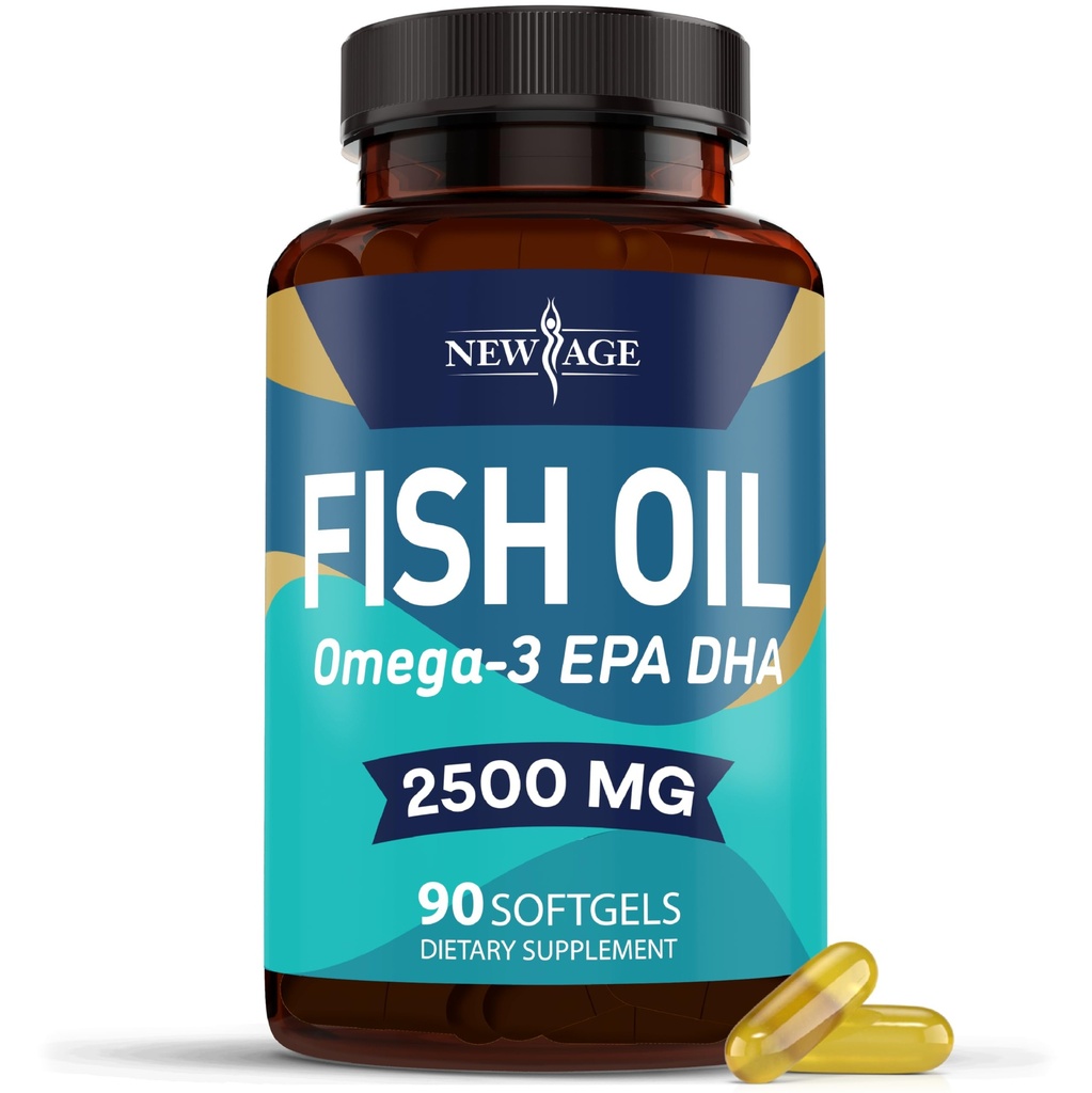Tambahan Minyak Ikan Omega 3 Baru Dukungan & Kesehatan - Prolet Bersama, Mata & Skin Kesehatan - Non GMO - EPA, DHA Fatty Accids Gluten Bebas (90 Softgel (Paket 1))