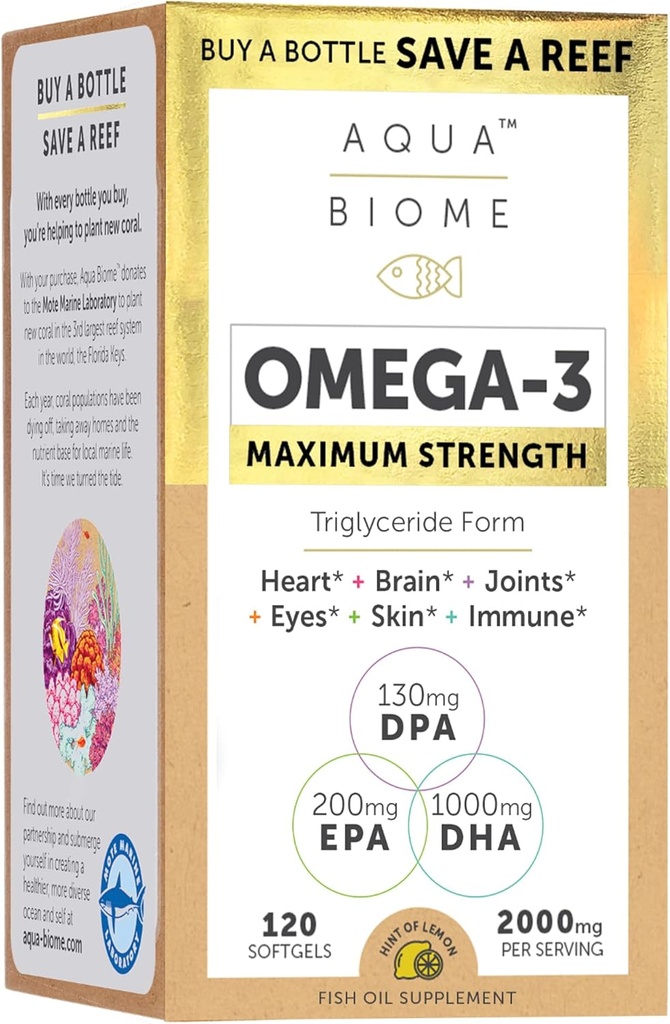 Enzymedica Maximum Kekuatan Potency Fish Oil, EPA DHA Omega 3 Supplemen 124; Burpless, 120 Softgels