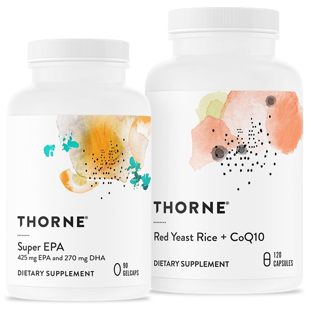 THORNE - Super EPA dan Red Yeast Rice & CoQ10 Bundle - Support Cardiovascluar, Joints, Brain, and Skin Health - 90 sampai 120 pelayan