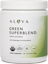 Alaya Organic Super Greens Powder - Premium Green Juice Superfood Powder - Adaptogens, Antioxidants & Progories Blend - USDA Organik, Non- GMO, Vegan - 30 Servings (Unflashing)