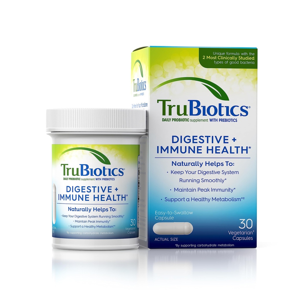 Unsur Trubiotik untuk Kesehatan Digetical & Imune, Mendukung Regularitas & Membantu Religalitas Ketidaknyamanan Abdominal, Bloating Gas & Bloating, 2 Clinically Studied Probiotic Strains, Plus Pregities, 30 Capsules