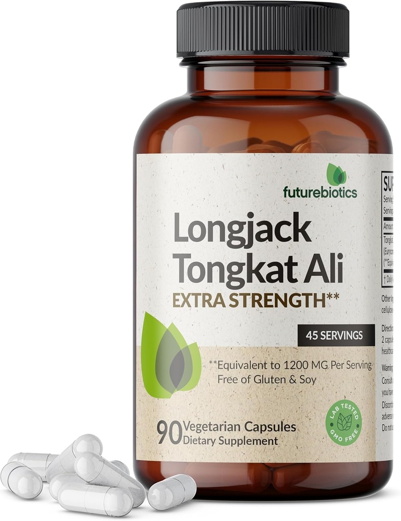 Futuregrant Longjack Tongkat Ali Ekstra Energi & Stamina Dukungan - Non-GMO, 90 Vegetarian Capsules