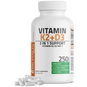Bronson Vitamin K2 (MK7) dengan D3 Suplemen Non- GMO Formula 5000 IU Vitamin D3 & 90 mcg K2 MK-7 Mudah untuk Swallow D & K Kompleks, 250 Capsules