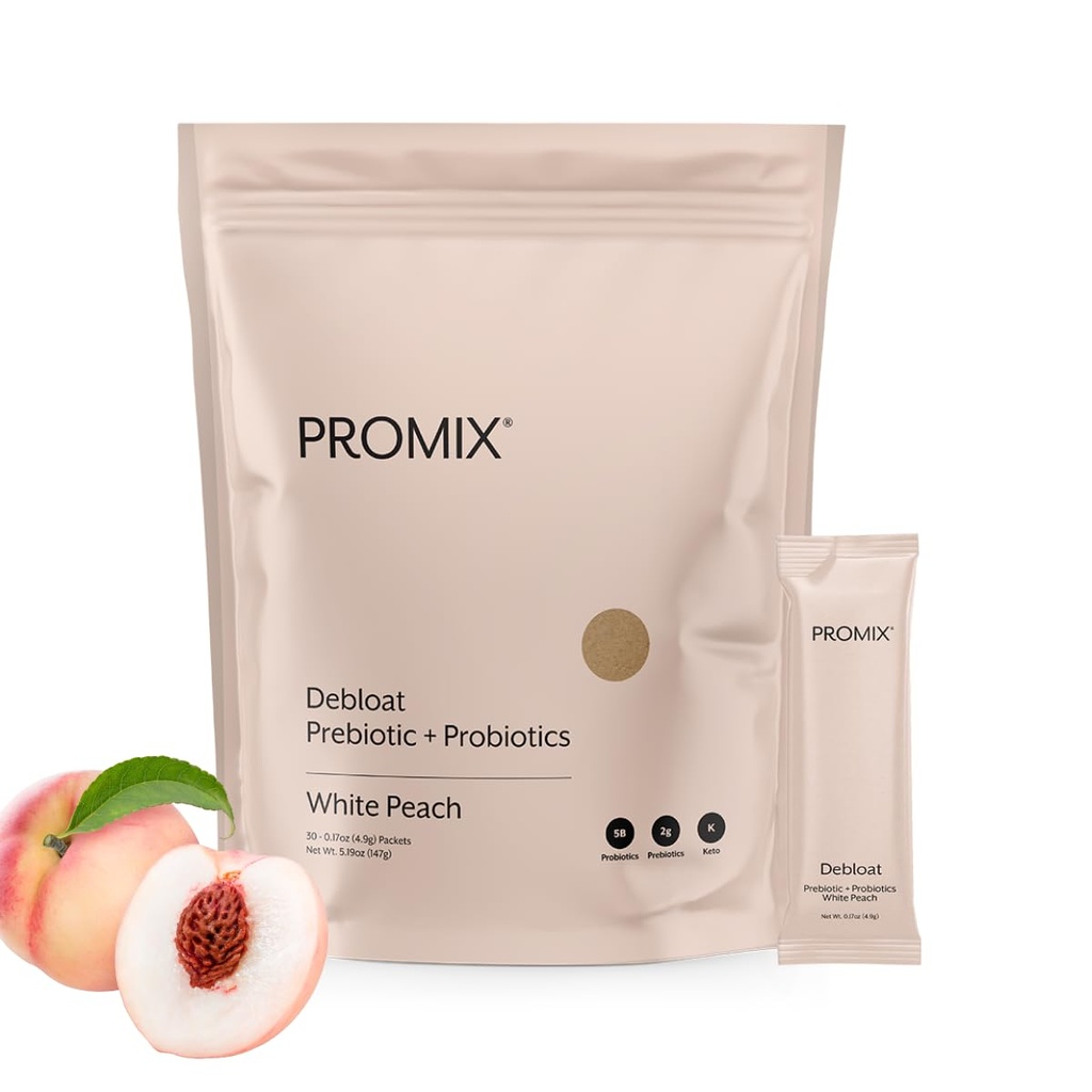 Promix Nutrection Debloat Pregities and Propoles, Bloating Relief for Women, Gut Cleanse Detox for Men and Imune Dup - Peach Putih - 30 Servis (Paket 30)