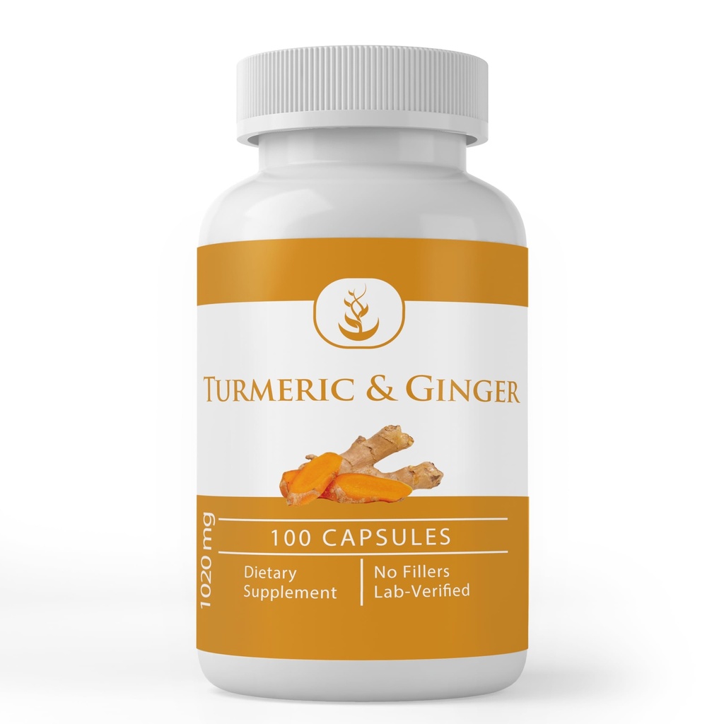 Murni Ingrediens Turmeric Curcumin & Ginger, (100 Capsules) Selalu Murni, Tidak Ada Addicitives Atau Pengisi, Lab Verifikasi (100 Kapsul)