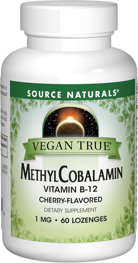 Sumber Vegan Metil Cobalamin, Vitamin B-12 Cherry Flavared Dieter Suplemen, 1 Mg - 60 Lozenges