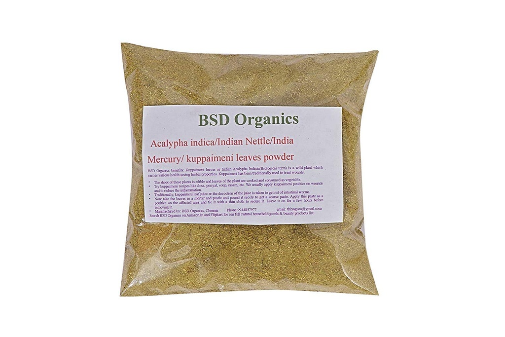 BSD ORGANICS Leaves Powder of Acalypha indica / Indian Nettle / Indian Mercury / Indian Copperleaf / kupparameni (50 Gram / 1.7 Ounce)