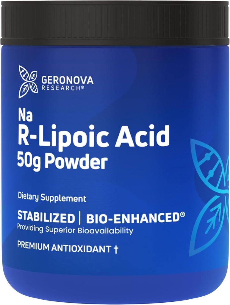 Bubuk Acid Asam R- Lipoic, 50g - 4 Bulan Supply - Stabilisasi Acid Acid R Alpha Lipoic Powder untuk Fleksible Dosage - Easy Mixing & Enhanced Absorpsi Tambahan Nerve