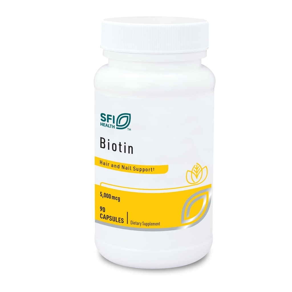 Klaire Labs SFI Kesehatan 5000mcg Biotin Pills - High Potency Biotin Suplemen - Vitamin Terdiri di Skin & Hair Nutrition - Corn-Free, Small, Eister-To- Swallow Hipoalergenic Pills (90 Caps)