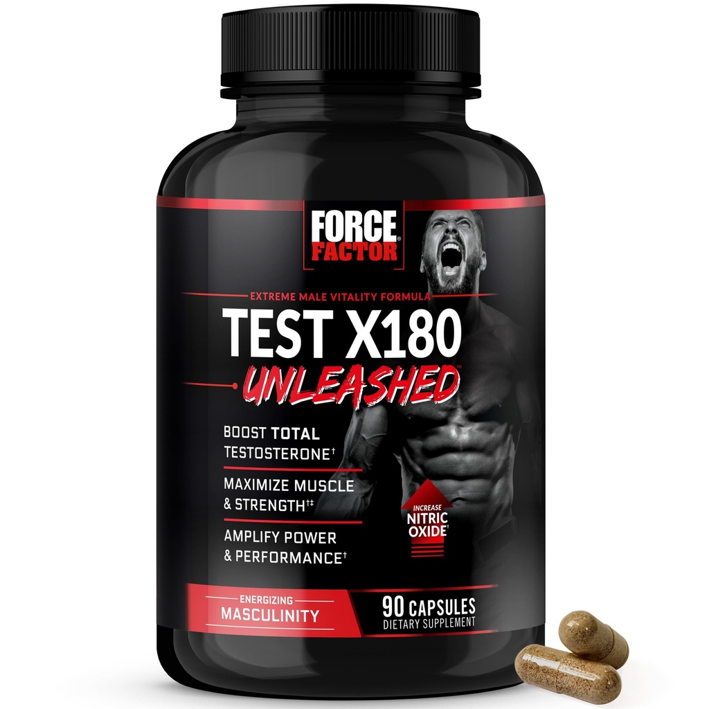 ForCE FacTOR Testosterone Testosterone Booster untuk Manusia untuk membangun Otot, Meningkatkan Kekuatan, dan Peningkatan Performance, Suplemen Testosteron untuk Kesehatan Pria, 90 Kasules
