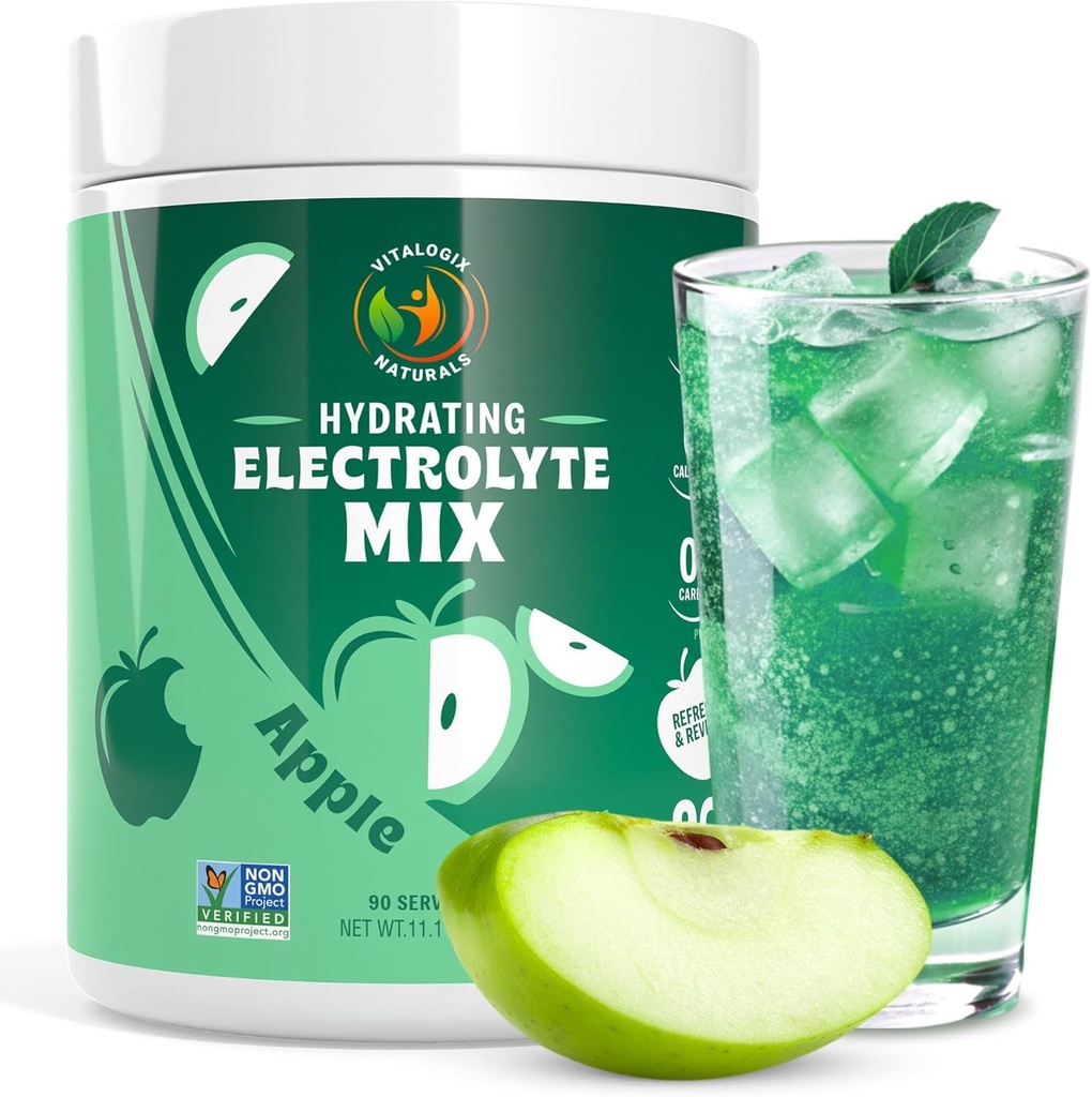 Electrolyte Powder - Zero Sugar Crisp Apple Hydration Mix 124; 90 Servis: 124; Keto, Vegan, Gluten- Free 124; Natural Electrolites for Muscle Recovery, Energy & Cramp Dukungan untuk Perempuan, Runners, Athletes