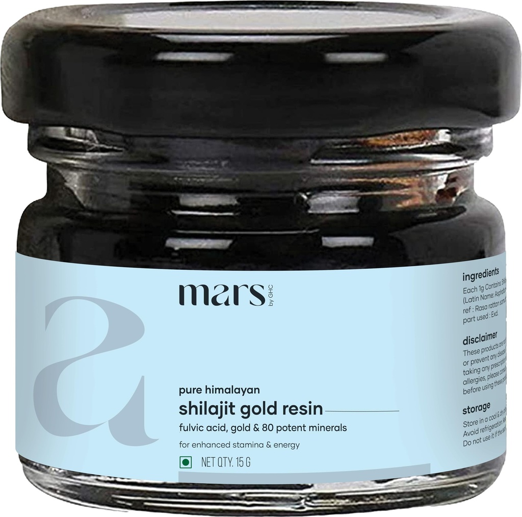Himalaya Mars Shilajit Gold Resin - Organik Diekstrak dari High-Ketinggian Himalaya 124; Mendukung Energi Alam, Vitalitas & Wellness 124; 15g - Paket 1