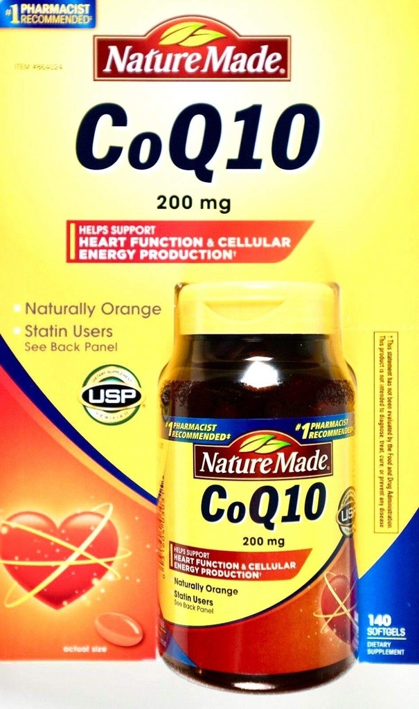 Nature Made Coq10 200 Mg, Alami Orange, Nilai Ukuran, 140 Count Softgels