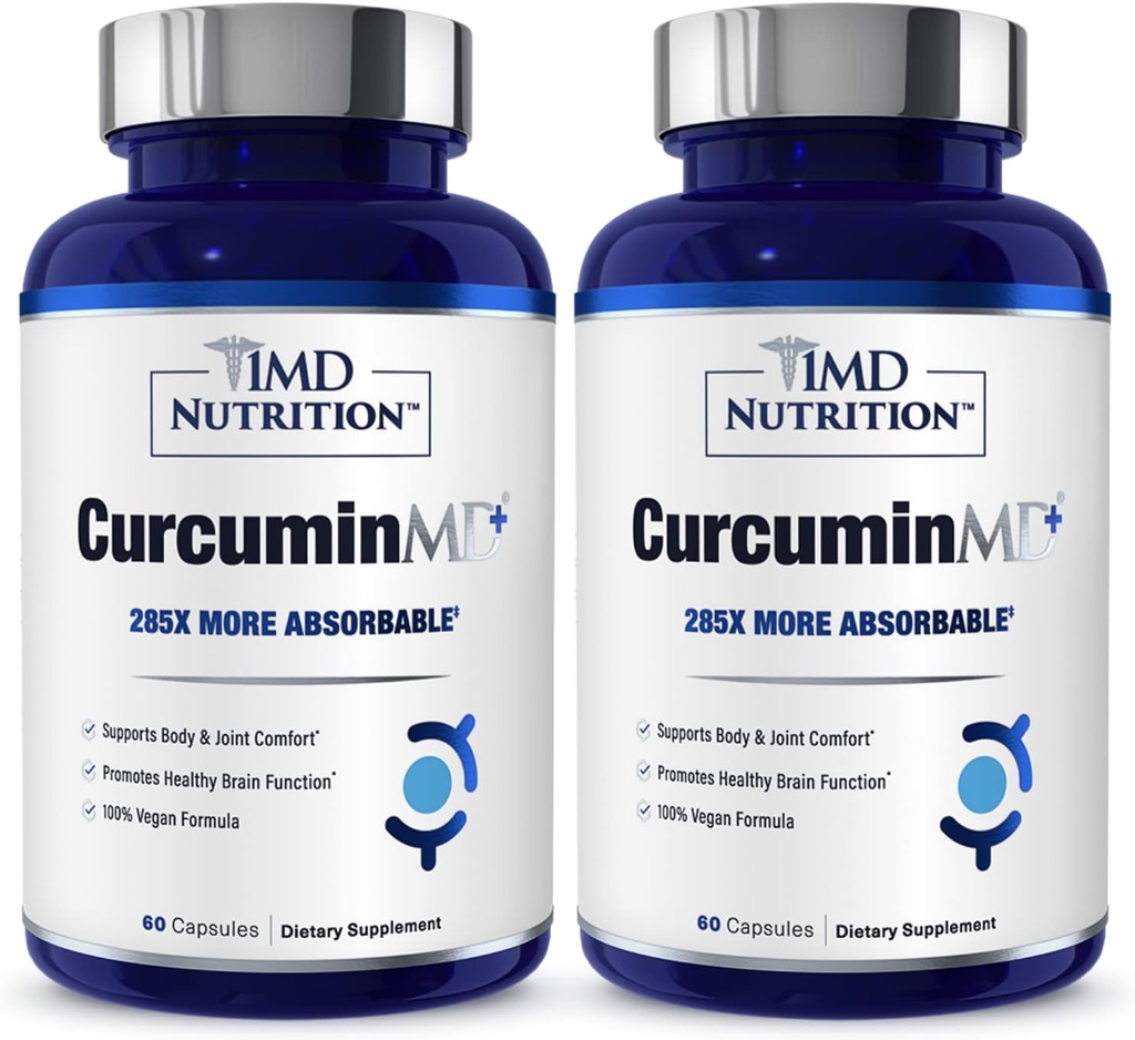 CurcuminMD 1MD - Turmeric Curcumin dengan Boswellia Serrata - 285x Lebih Absorbable 124; Gabungan Stiffness, Muscle Recovery, dan Mood Dukungan 124; 120 Capsules (2- Pack)