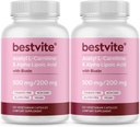 BESTVITE Acetyl L- Carnitine 500mg & Alpha Lipoic Acid 200 mg per Capsule dengan Biotin (240 Vegetarian Capsules) (120 x 2)