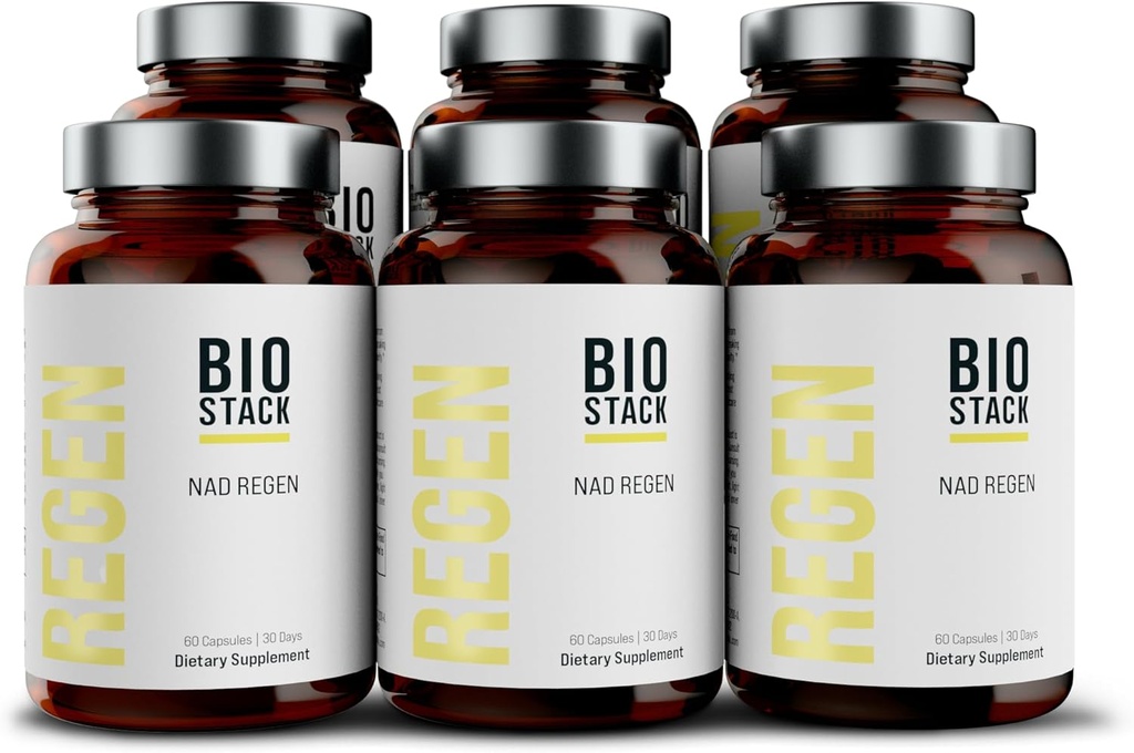 BIOSTACK NAD Regen - Advanced NAD + Tambahan dengan NAD3, Yüth Spermidium, Resveratrol, Niacinamide 124; NMNH Alternatif 124; Anti Aging, Kesehatan Panjang & Cellular, Kompleks Vitamin B3 (360 Capsules)