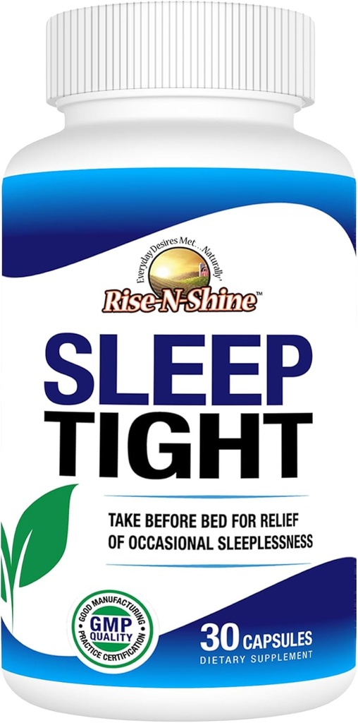 Rise- N- Shine Tidur ketat Tambahan dengan 5 HTP, Magnesium, GABA dan L-Theanine - untuk Perempuan dan Pria - 30- Hari Supply (30 Katup)