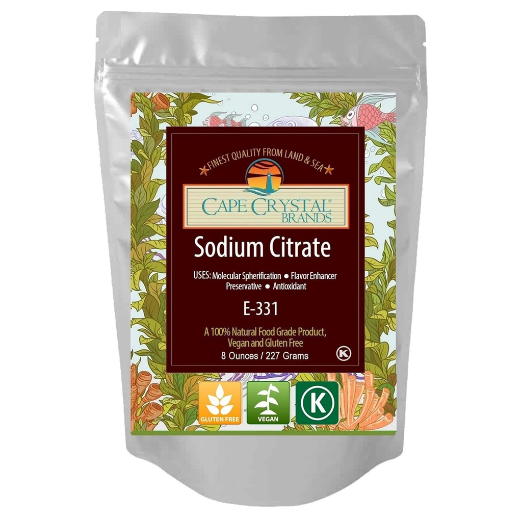 Sodium Citrate 100% Food Grade 124; Prevents Early Gellation in Spherifikasi - Kosher Sertifikasi (8 Oz)