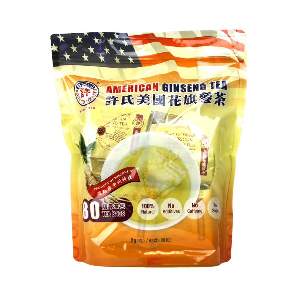 SKU 1024 Hsu 124; American Ginseng Tea Bags 80 ct 124; Wisconsin USA 134;