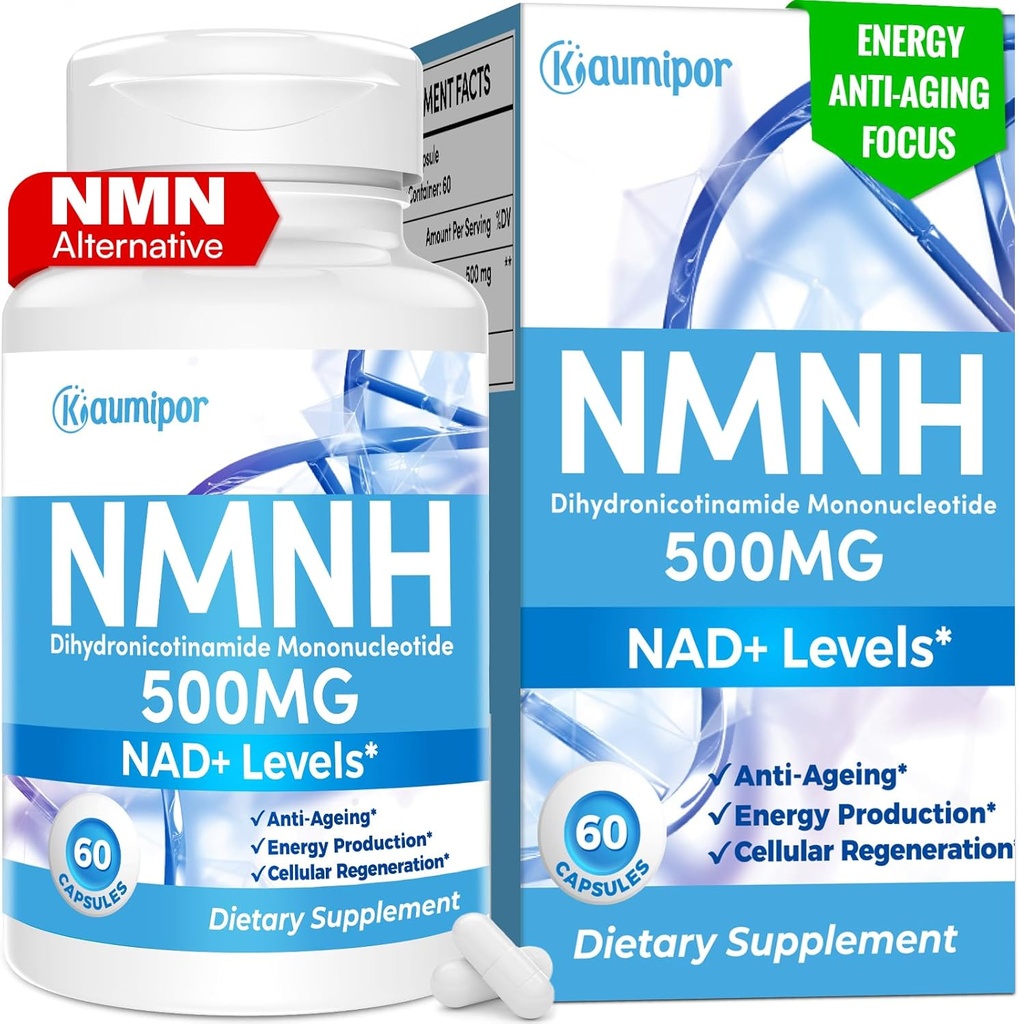 NMNH (Dihidronicotinamide) NMN Tambahan Alternatif, 500 mg Per Serving NAD Suplemen ke Boost NAD + Tingkat, untuk anti Aging, Energi, kekebalan, Fokus, 60 Vegan Kapsul