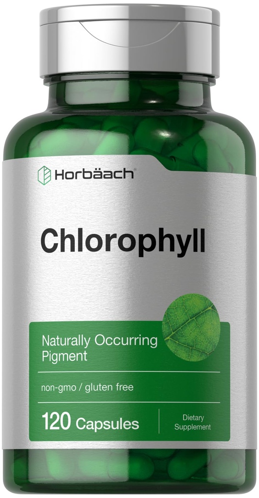 Horbäach Chlorophill Capsules 124; 120 Count 124; Non-GMO dan Gluten Free Supplement 12.4; Gaturally-Occurring Pigment
