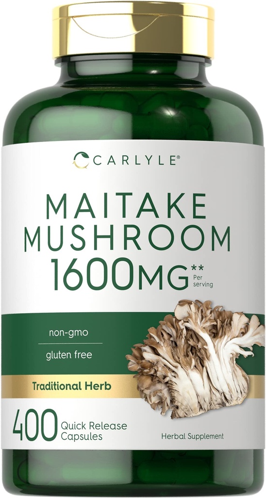 Carlyle Maitake Mushroom Capsules 124; 1600mg 124; 400 Count 14; Non- GMO & Gluten Extract Bebas 124; Mushroom Suplemen