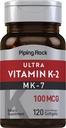 Piping Rock Vitamin K2 MK7 124; 100 mcg 124; 120 Softgels 124; Non-GMO, Gluten Free Supplemen