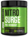 Jacked Factory NITROSURGE Pre Workout Supplement - Endless Energy, Instant Power Gains, Clear Focus, Intense Pumps - NO Booster & Powerful Pretraining Energy Quoder - 30, Green Apple