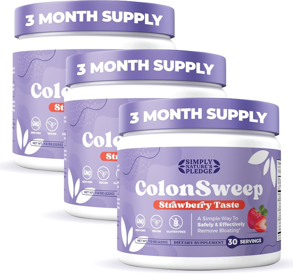 ColonSweep - Strawberry Flavored Probiotic Psyllium Husk Powder Colon Cleanser, 7.8 oz. Dukungan Servis untuk Kesehatan Gut - Cleanse for Bloating Relief & Detoxing