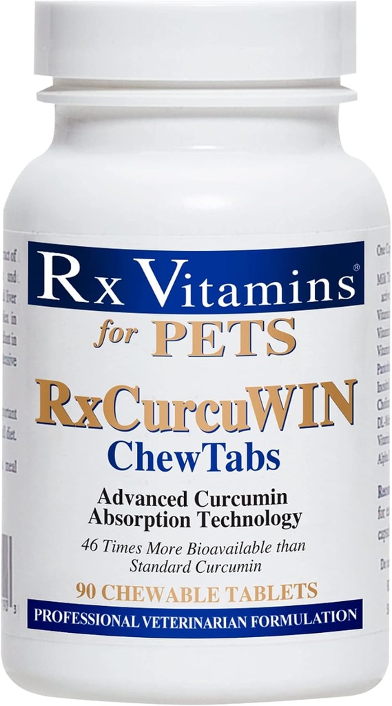 Rx Vitamin CurcuWIN Curcumin for Pets - Cat Imune Dukung - Dukungan Digetical Anjing - 90 ct