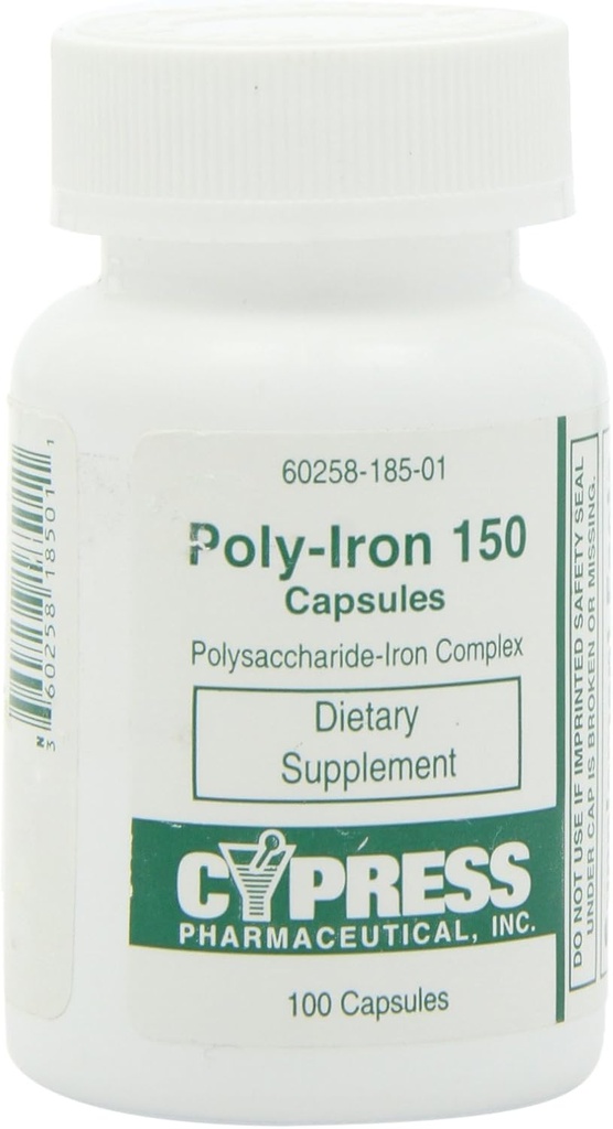 Tambahan Dieter - Poly Iron Capsules 150 mg (100 caps per botol) oleh Cypress Farmasi # 185-01 (1 Botol 100 Caps)