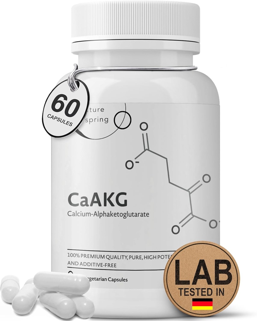 Tambahan CaAKG (Alpha Ketglutalat) (1,000 mg per 2 Capsule Serving, 60 Capsules). Mendukung Energi Sel