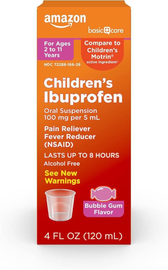 Ibuprofen Oral Suspension, 100mg, Bubblegum, 4 fl oz (Paket 1)