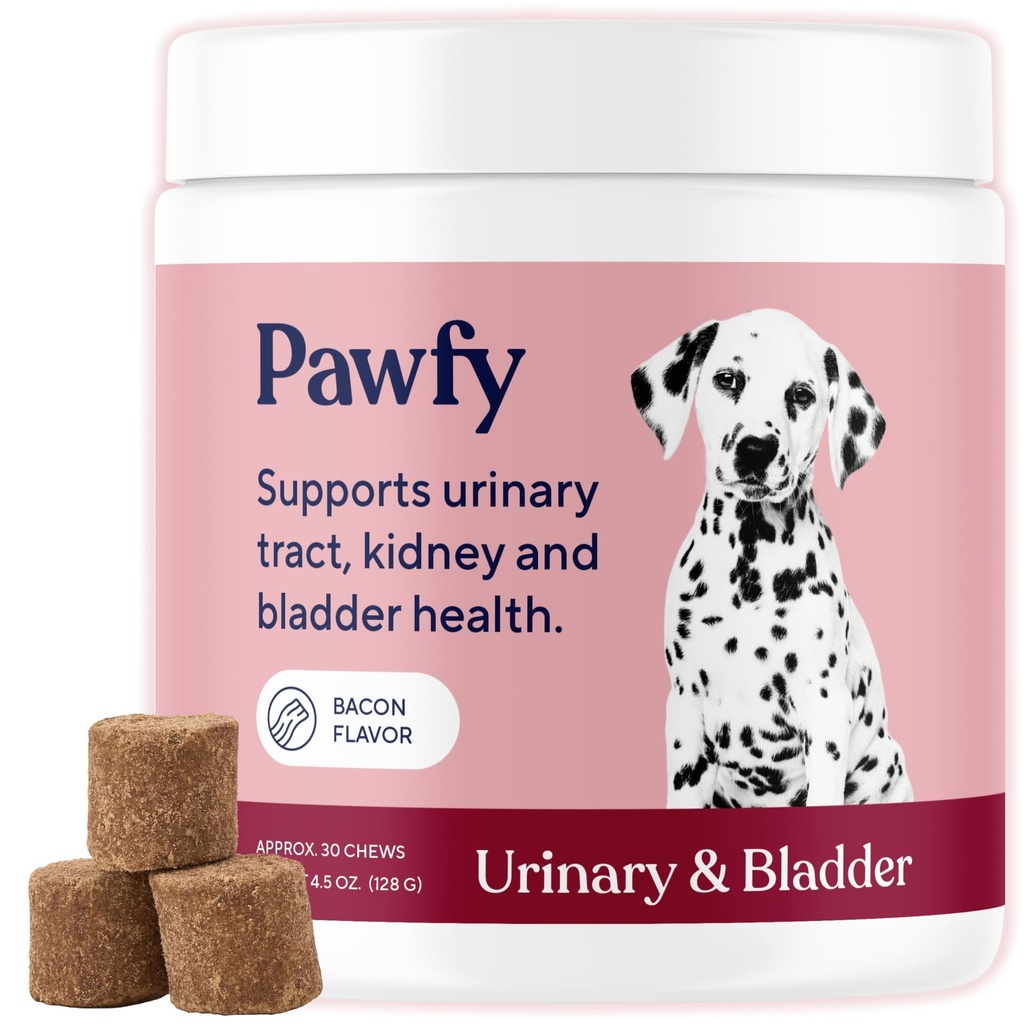 Pawfy Dog UTI Suppplement Authi 124; Cranberry & D- Mannose for Urinary Tract & Bladder Health 124; Ideal for Senior Dogs 124; Urinary Trakt Control 124; Dog Vitamin and Suplemen - 30 Chews