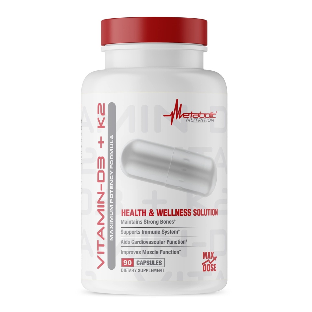 Vitamin Nutrition Metabolik D3 + K2, Bone and Heart Health Formula, Ammune Dukungan, 90 Veggie Caps 7000IU per Capsule Max Dose