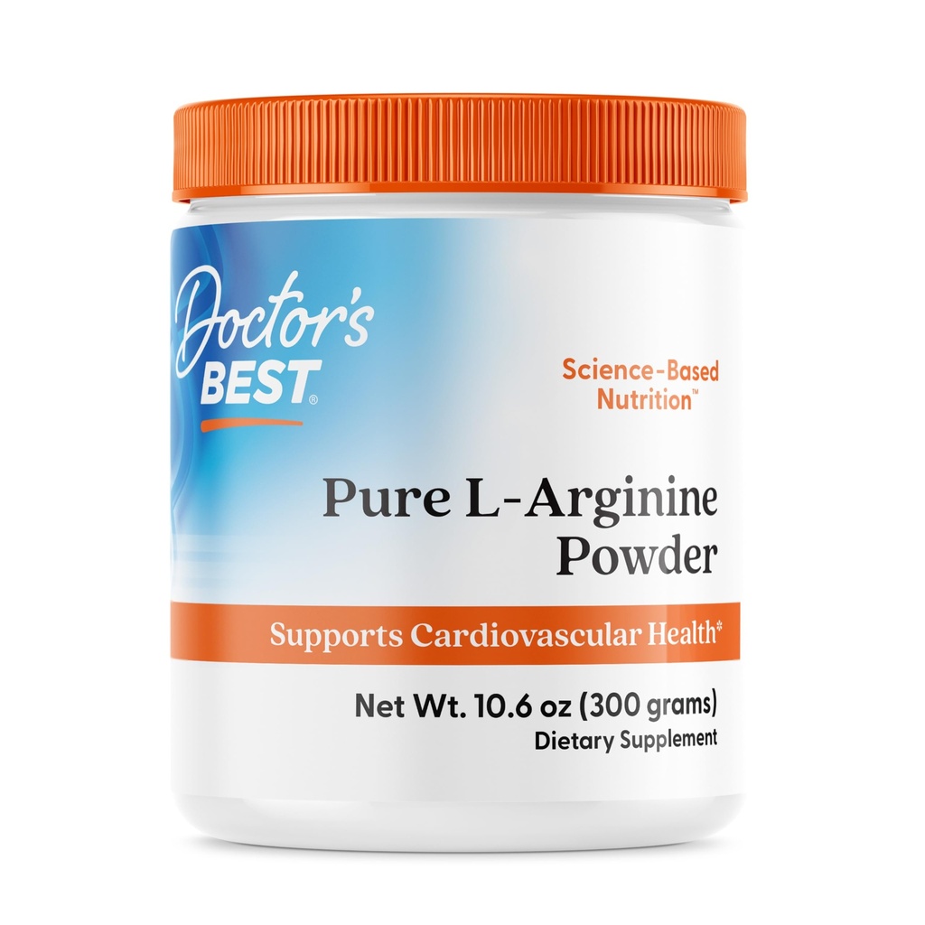 Doctors Best Pure L-Arginine Powder - L Arginine Suplement for Men & Women, Support Nitric Oxide Levels & Heart Health, Blood Flow Dupport, Gluten Free, Vegan, Non GMO - 106 oz
