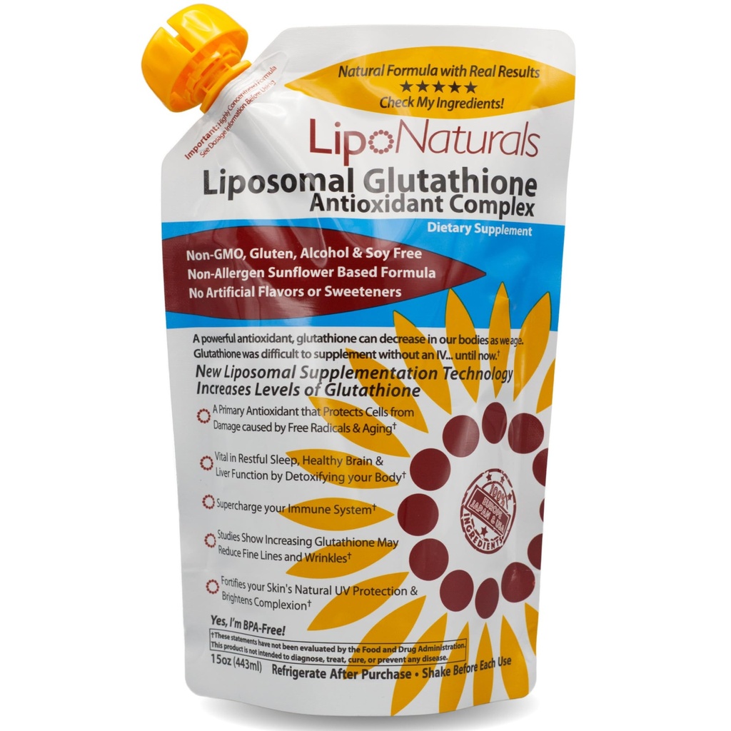 Lipo Lipomal Lipomal Glutathione Liquid (30 Doses) - Natural Formula Immunitas + Liver Health + Anti- Aging Dukungan dengan Vitamin C - Vegan, China- Free (15oz / 443ml)