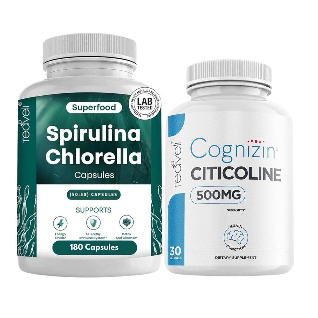 Teaveli Citicoline dengan Spirulina klorella Capsules Bundle