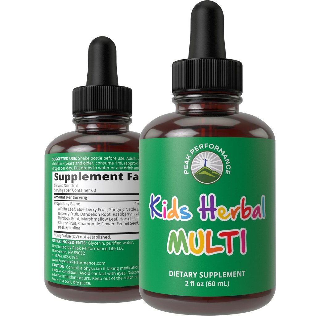 Anak-anak Vitamin Dari Herbs. Cair Kid Herbal Multivitamin. Tanpa Bitter Taste Sugar Free 14- in- 1 Vegan Suplement Drops For Toddlers, Children, Teens.