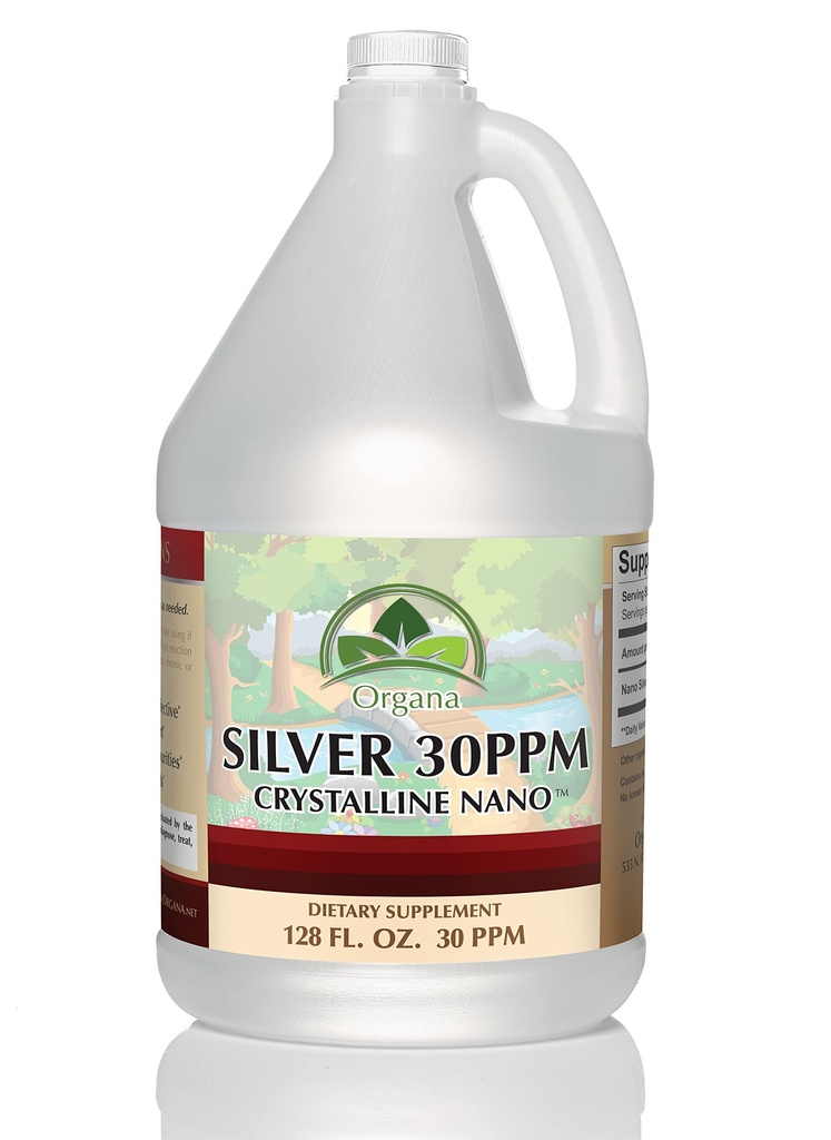 Organ Crystalline Nano Colloidal Silver Silver Silver- Ultra Pure Liquid for Imune Dupport Active Solution - Plata Colloidal - 1 Gallon (128 Ounces) - 30 PPM