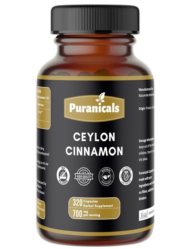 Ceylon Cinnamon Premium 320 Capsules Non GMO dan Gluten Free Expandly 124; Herbal Suplement £124; 700 mg Per Serving 126; Dibuat dengan 100% Pure Ceylon Menamon Powder