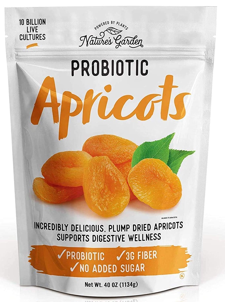 Nature 's Garden Probiotic Apricots - Dry Fruit, Plump Dry, Gluten- Free, Dairy- Free, Vegan - Bunk 40 Oz Bag (Paket 1)