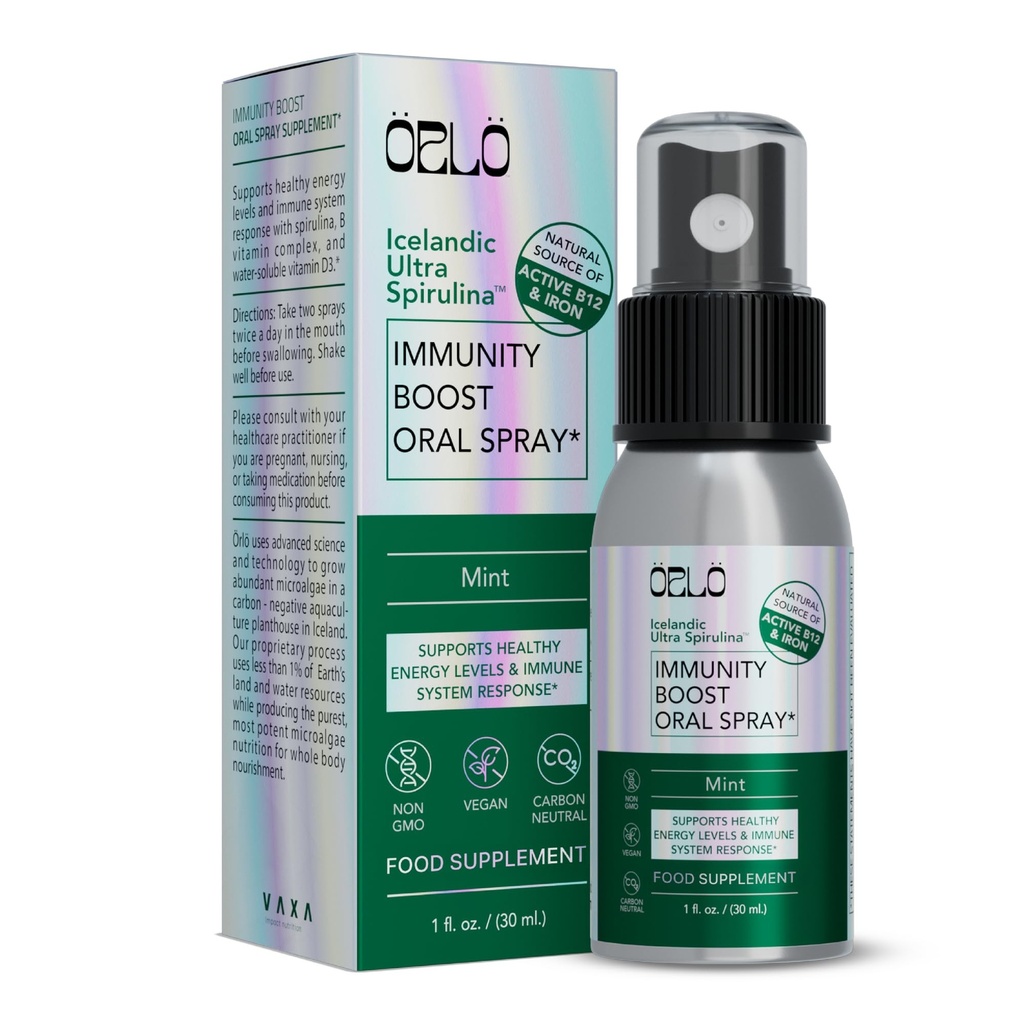 Orlo Imunity Boost Multivitamin Suplement for Adults Spray - Spirulina, Bioactive Vitamin B Complex, B12 Methylcobalamin, Vitamin D3 - Energy, Brain & Imune Health (Sampai 60 Servis)