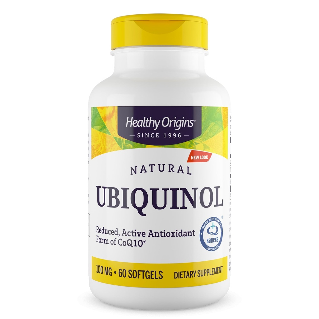 Origins Sehat Ubiquinol 100 mg (Kaneka QH, Non- GMO, Gluten Free, Heart Dukungan, Dukungan Energi), 60 Softgels