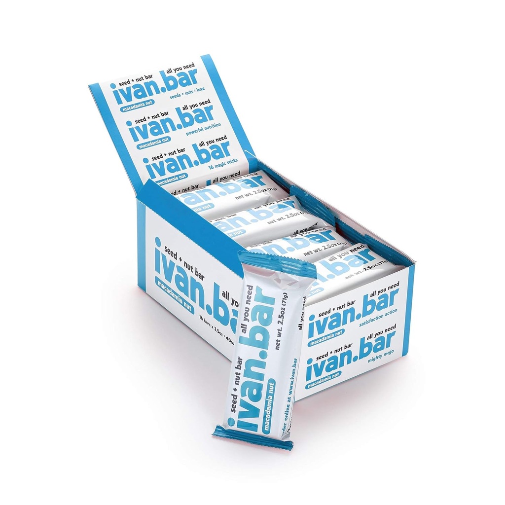 ivan.bar Protein Packed Energy Snack Bar 124; Menyediakan Energi Sehat 124; Vegan, All Natural Ingreations 124; Soy, Dairten & Glut Almond Macademia, 2.5 Ounce (Paket 16 Bars))